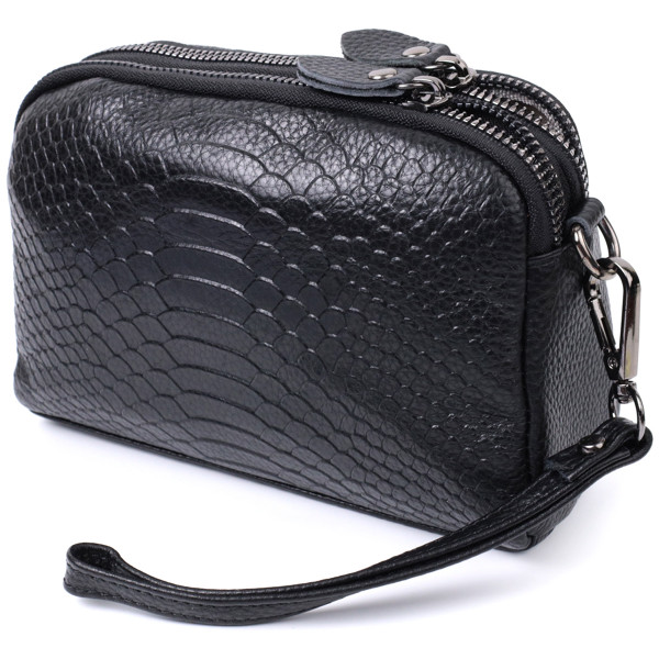 Компактная сумка для женщин на два отделения из натуральной кожи Vintage 22799 Черный