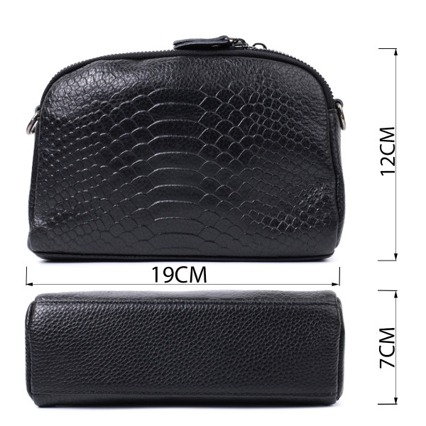 Компактная сумка для женщин на два отделения из натуральной кожи Vintage 22799 Черный