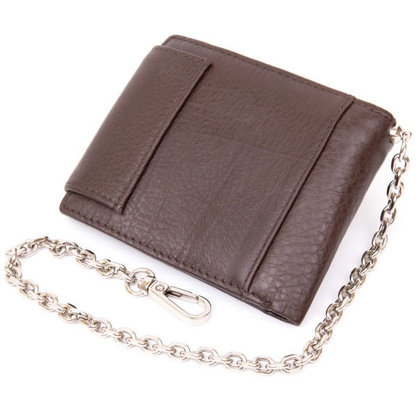 Портмоне унисекс с цепочкой Vintage 20425 Коричневое