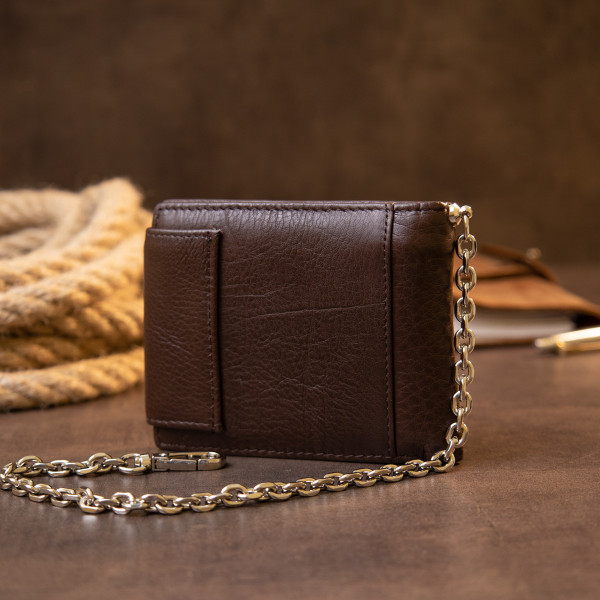 Портмоне унисекс с цепочкой Vintage 20425 Коричневое