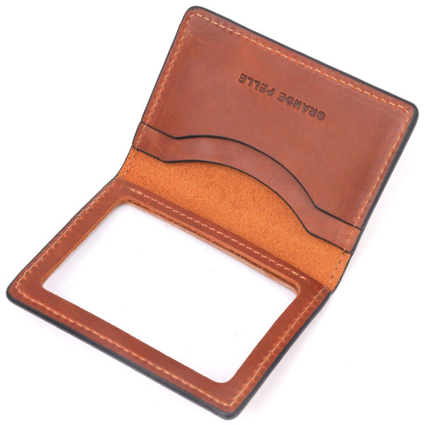 Отличная обложка на автодокументы в винтажной коже Слава ЗСУ GRANDE PELLE 16705 Светло-коричневая