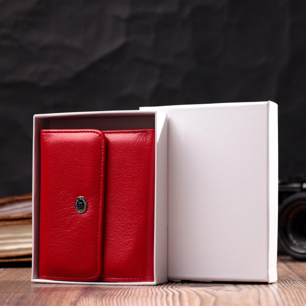 Яркий женский кошелек с монетницей из натуральной кожи ST Leather 19482 Красный