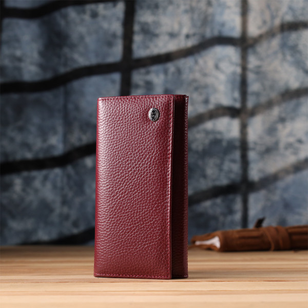 Практичный вертикальный кошелек из натуральной кожи ST Leather 23085 Бордовый