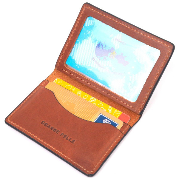 Отличная обложка на автодокументы в винтажной коже Слава ЗСУ GRANDE PELLE 16705 Светло-коричневая