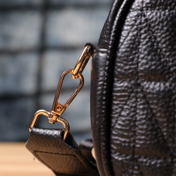 Компактная стеганая сумка для женщин из натуральной кожи Vintage 22894 Черный