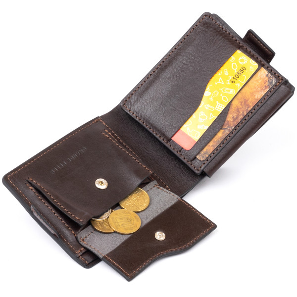 Портмоне горизонтальное Amico на магните на два отделения GRANDE PELLE 11321 Коричневое