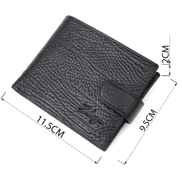 Классический мужской кошелек с хлястиком из натуральной кожи KARYA 21079 Черный